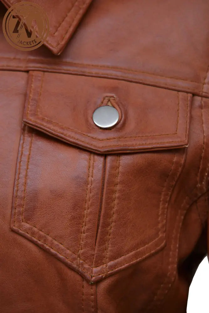 Annie Womens Light Brown Hooded Leather Jacket Ladies Jacket chest flap pocket