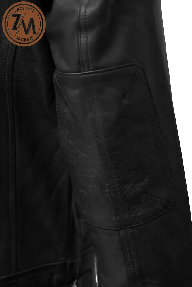 Diamond Men’s Real Sheep Leather Jacket Black Men elbow style