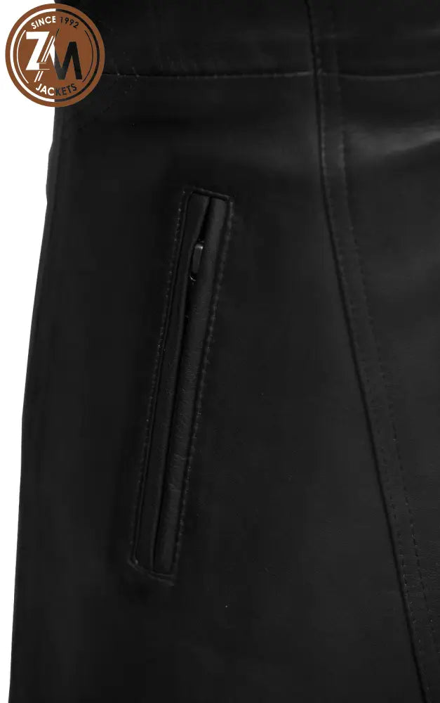 Elare Womens 3/4 Length Black Leather Coat Ladies 3Qtr hand pocket