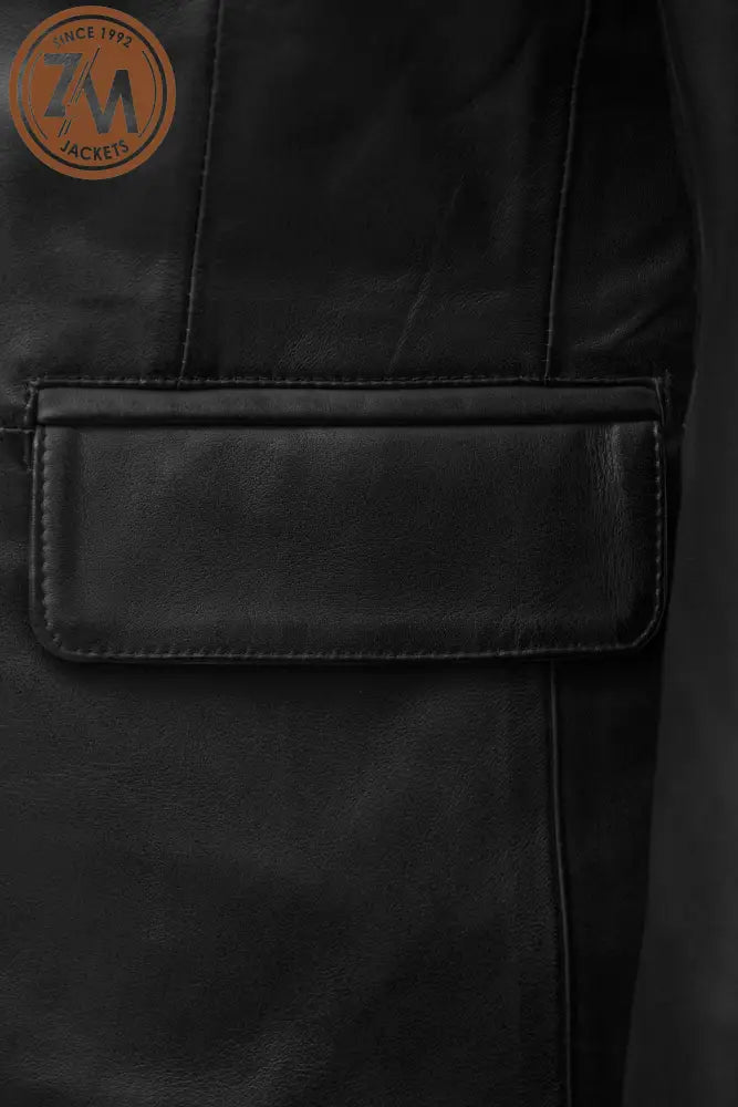 Felix Men’s Blazer Real Sheep Leather Black Men Blazer flap pocket