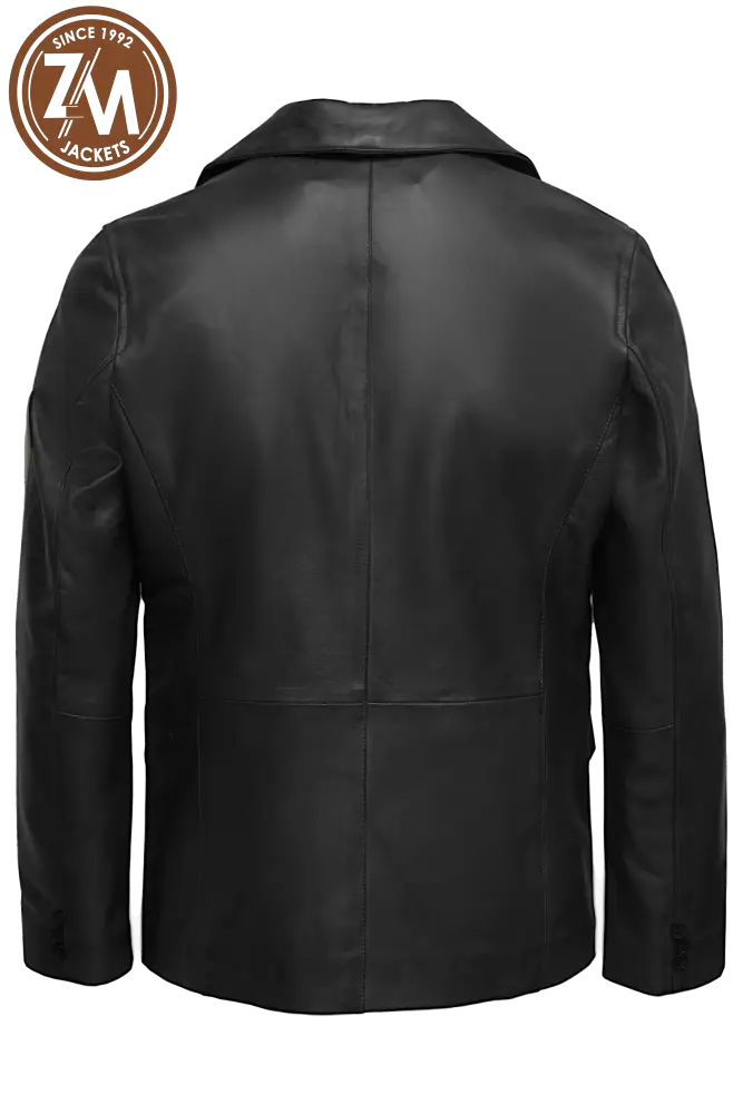Felix Men’s Blazer Real Sheep Leather Black Men Blazer back