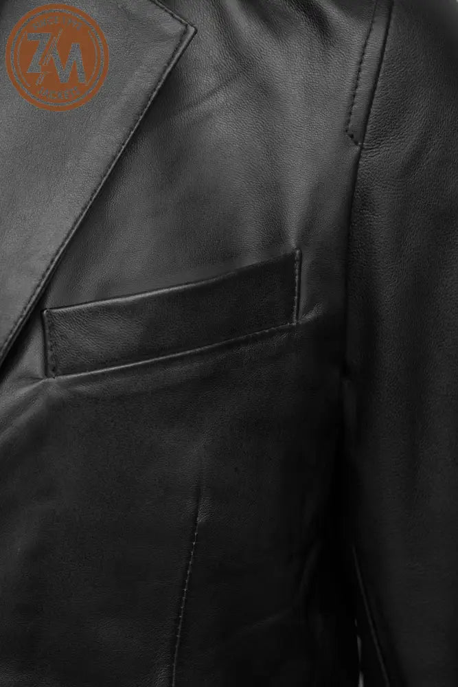 Felix Men’s Blazer Real Sheep Leather Black Men Blazer chest pocket