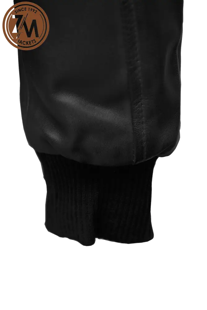 Luna Men’s Real Sheep Leather Jacket Removeable Hood Black Men Jacket cuff rib