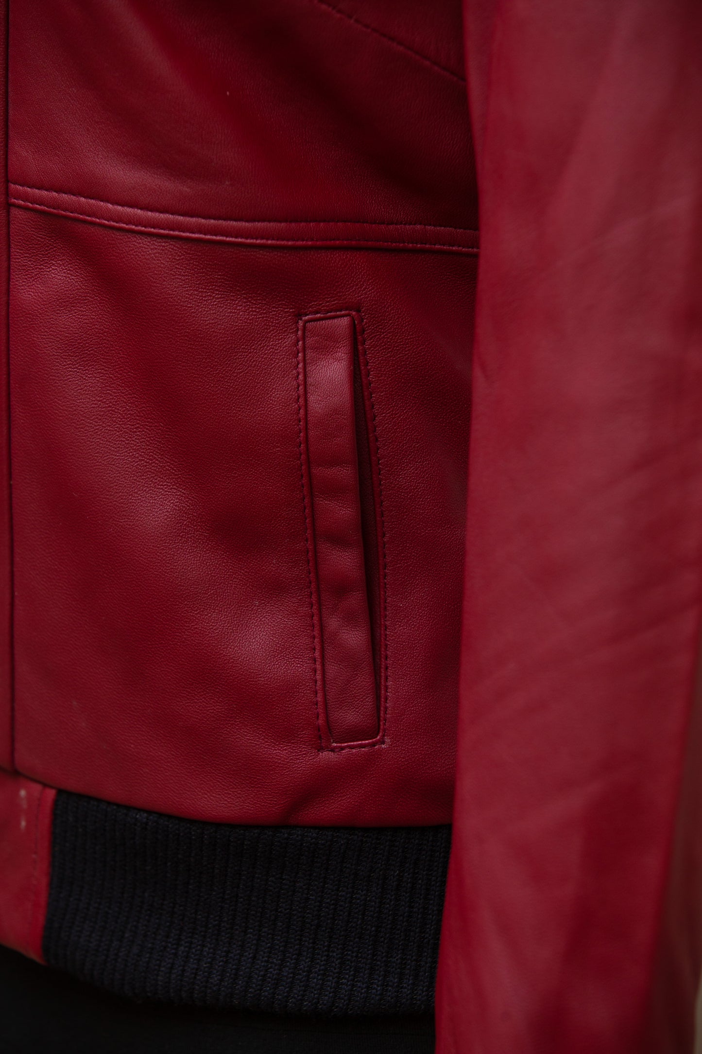 Luna Womens red Leather Jacket With Removeable Hood Ladies Jacket hand pocket