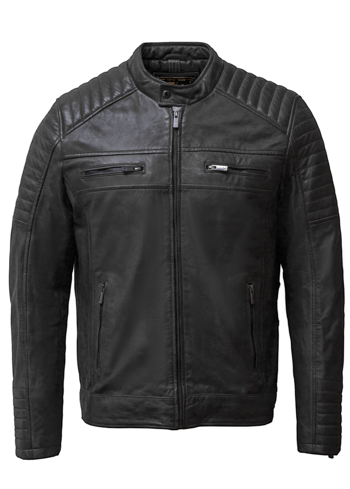 Titan Men's Real sheep Leather Jacket Dark Gray front
