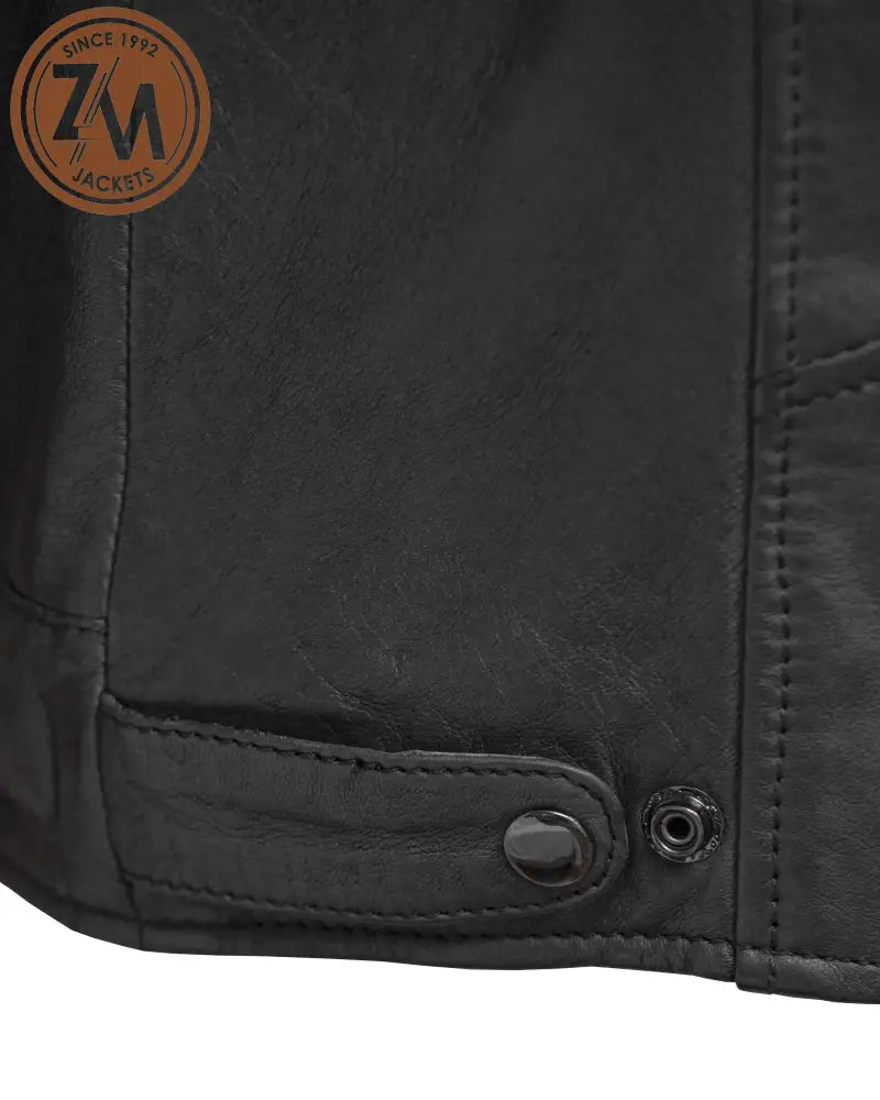 Titan Men's Real sheep Leather Jacket Dark Gray bottom snap