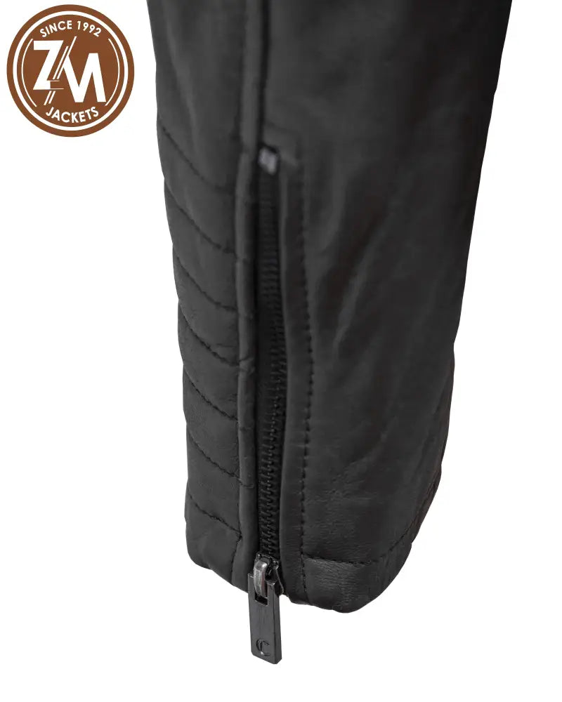 Titan Men's Real sheep Leather Jacket Dark Gray cuff zip