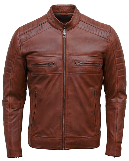 front Cafe Racer Men’s Real Sheep Leather Jacket Conic Men Jacket