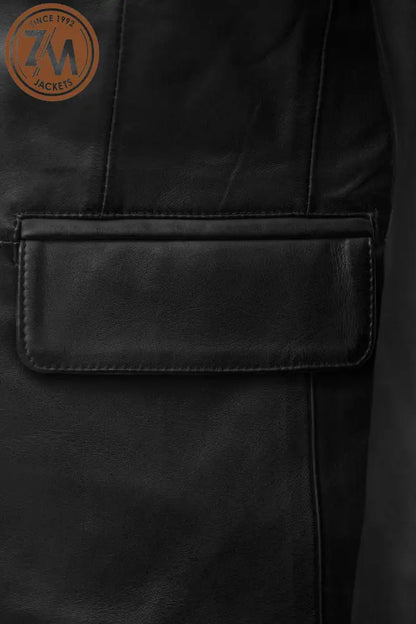 Felix Men’s Blazer Real Sheep Leather Black Men Blazer flap pocket 