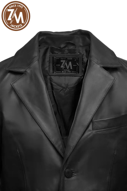 Felix Men’s Blazer Real Sheep Leather Black Men Blazer collar style 