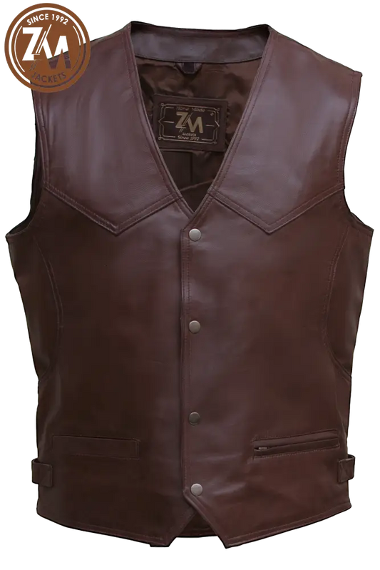 Holland Real Sheep Leather vest Coat Men’s Men Waist Coat front view