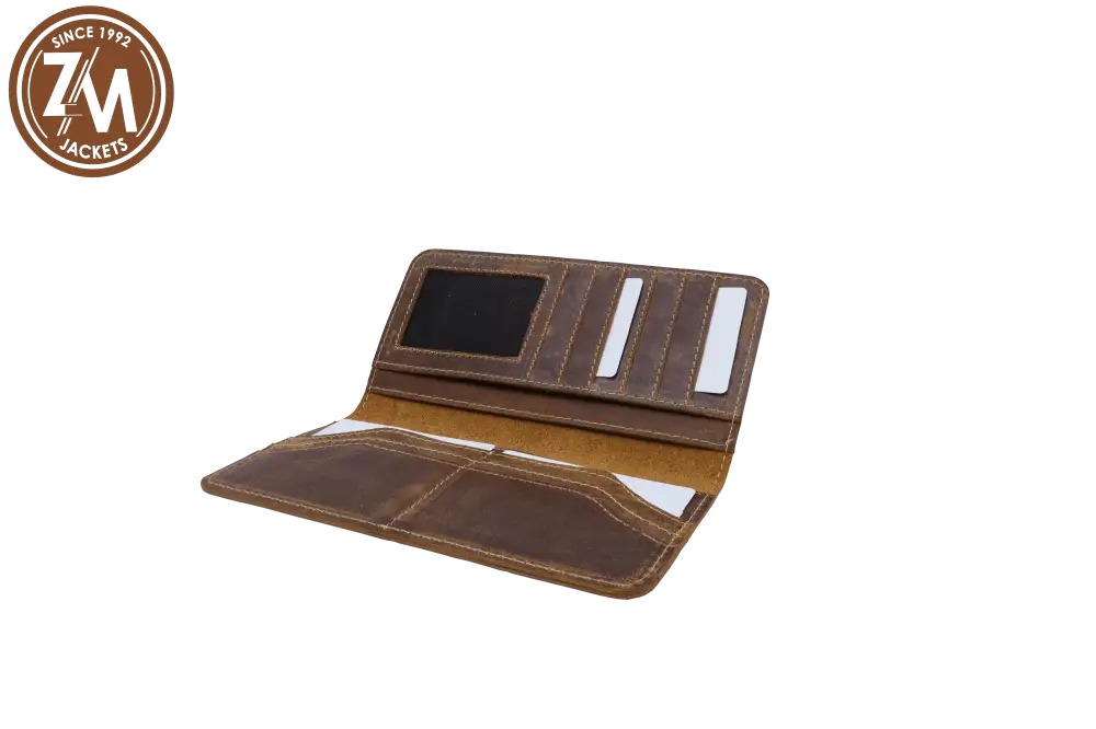 Leather Wallet Card Holder Cash Brown Distressed