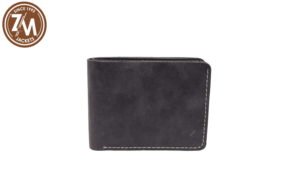 Leather Wallet Coin and Cash Holder Dark Gray Distressed