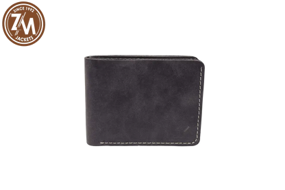 Leather Wallet Coin and Cash Holder Dark Gray Distressed