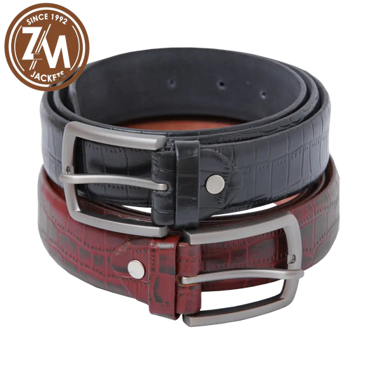 Real Leather Men's Alligator Print Belt black