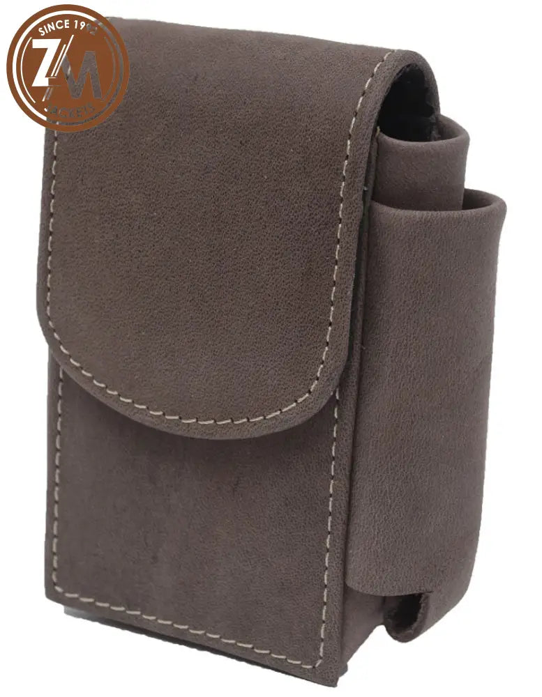 Suede Cigarette Cover With Lighter Holder Brown Case