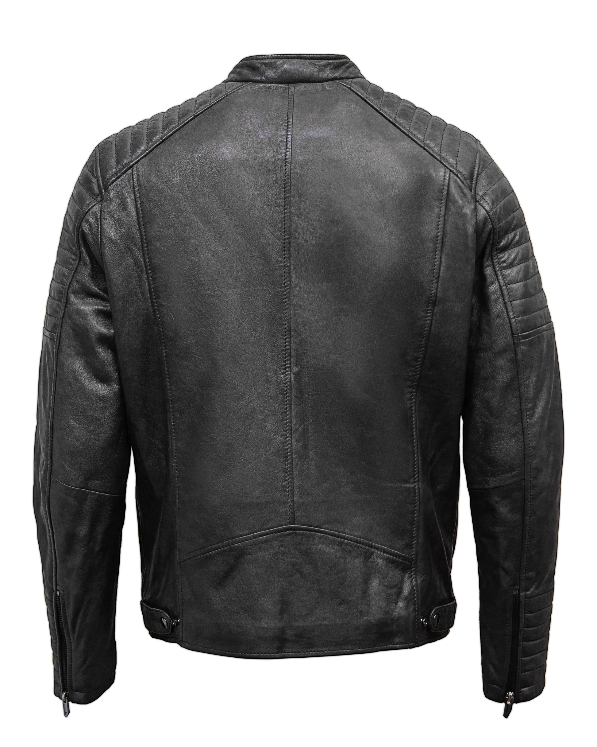 Titan Men's Real sheep Leather Jacket Dark Gray back