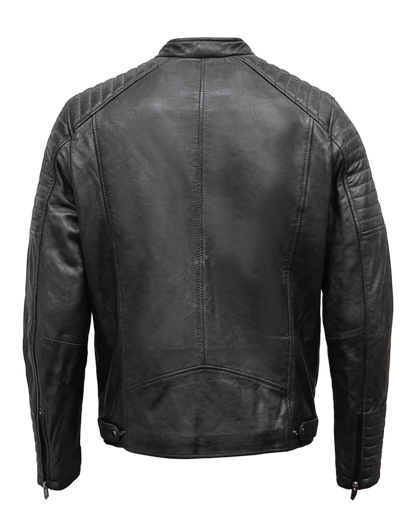 Titan Men's Real sheep Leather Jacket Dark Gray back