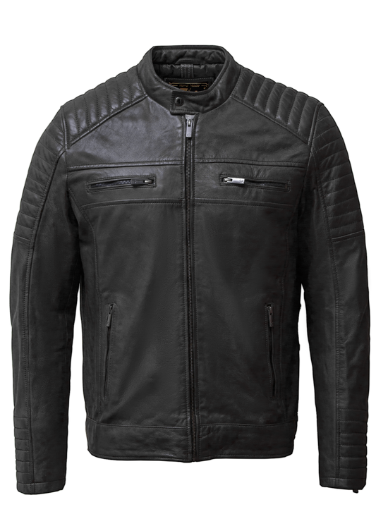 Titan Men's Real sheep Leather Jacket Dark Gray front 