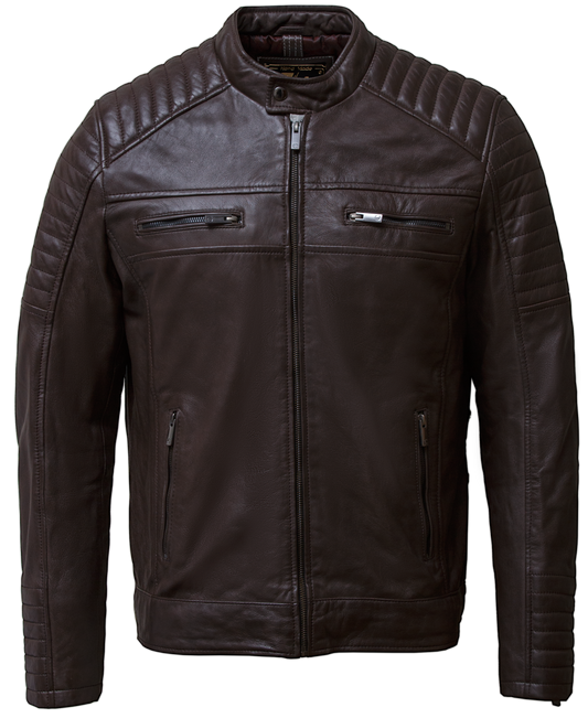 titan men's brown sheep leather jacket front jpg