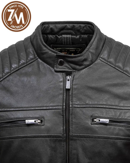 Titan Men's Real sheep Leather Jacket Dark Gray collar